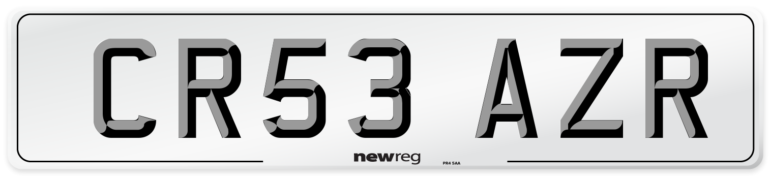 CR53 AZR Number Plate from New Reg